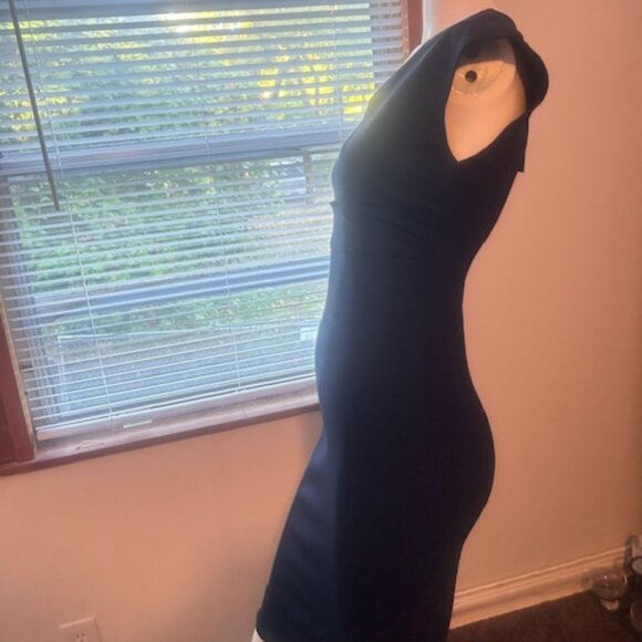 Fashion Nova Bills Paid Black V-neck bodycon Midi dress, size L - Picture 2 of 6